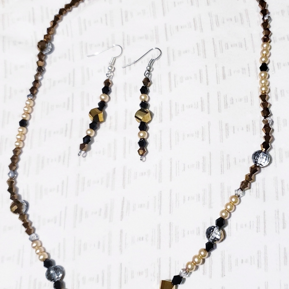 Custom beaded necklace and earrings set
